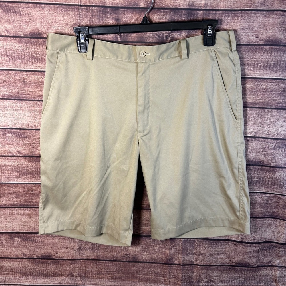 Nike‎ Golf Dri-FIT Mens Khaki Tan Flat Front Stretch Performance Chino Shorts 36